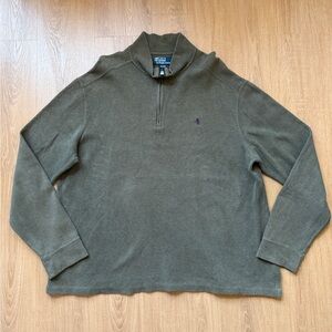 Ralph Lauren Olive Green Half-Zip Polo Sweater